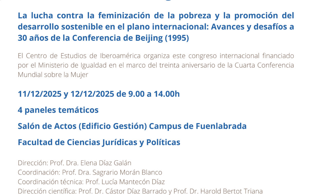 Congreso internacional “La lucha contra la feminización de la pobreza y la promoción del desarrollo sostenible en el plano internacional: Avances y desafíos a 30 años de la Conferencia de Beijing (1995)”